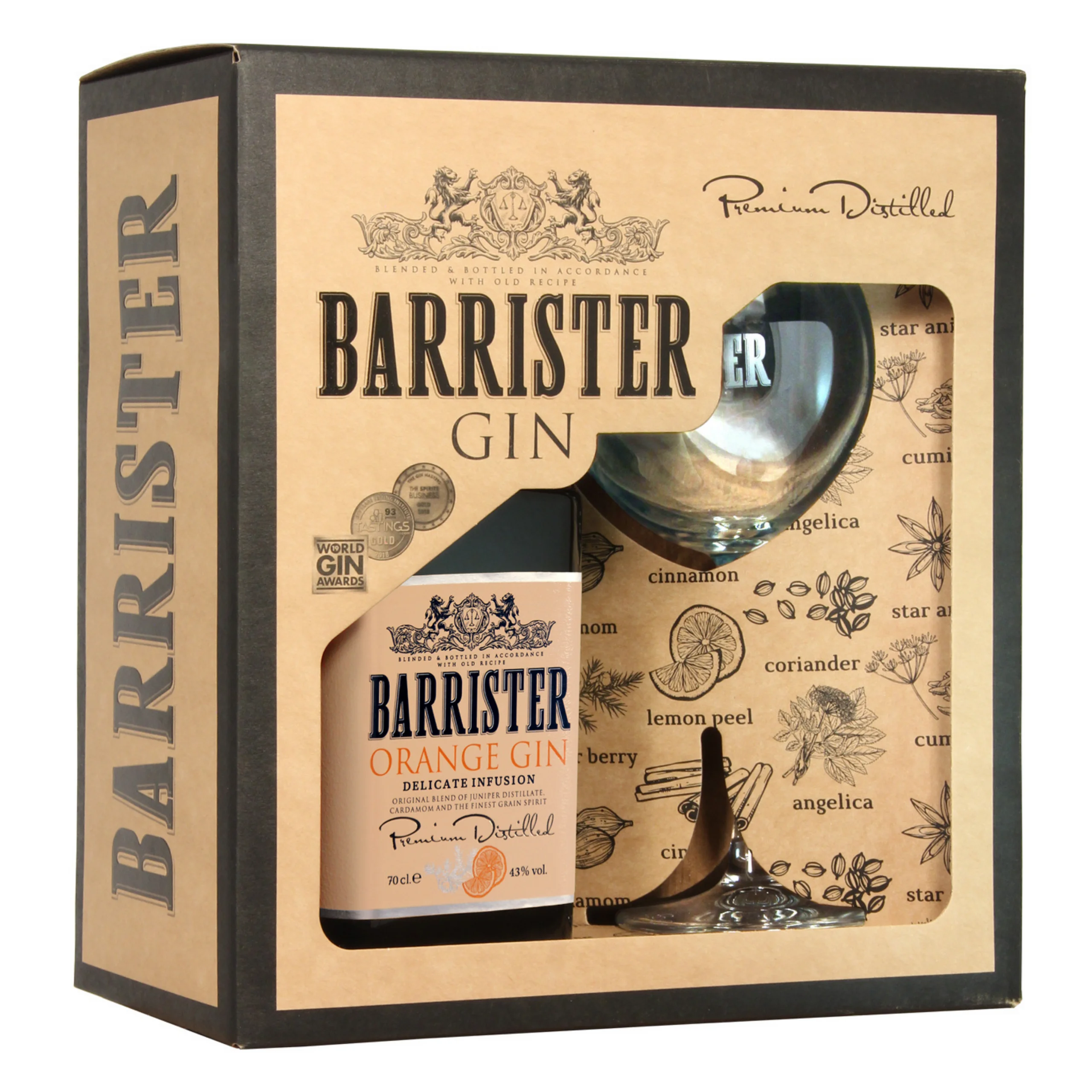 Díszdobozos Barrister Narancs Gin+pohár 0,7L 43%