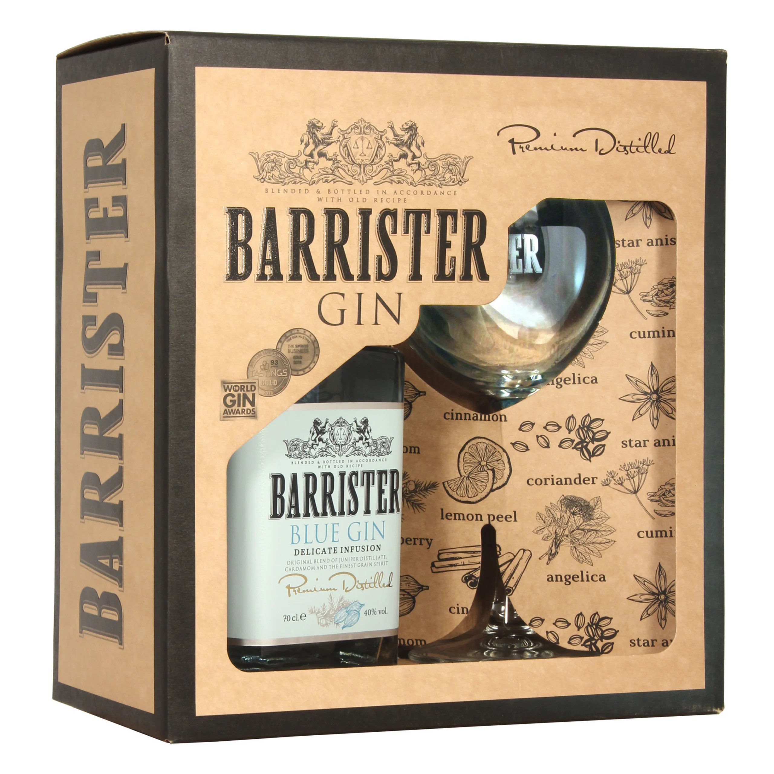 Díszdobozos Barrister Kék Gin+pohár 0,7L 40%